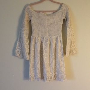 Off Shoulder Cream Lace Dress
